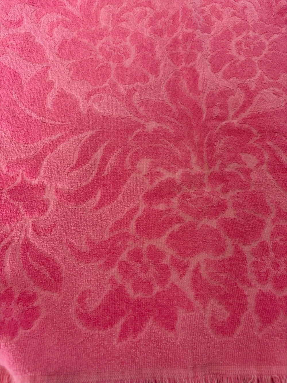 Martex Hot Pink Brocade Floral VTG Bath Towels Hand Towel